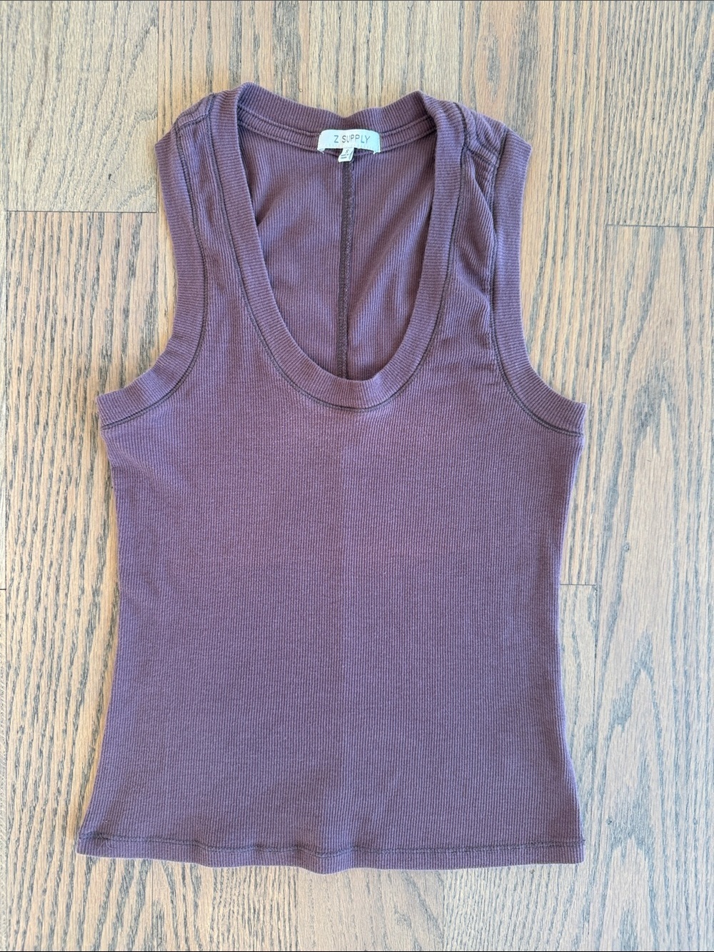 Z Supply Women's Ribbed Tank Top in Chocolate Brown Size Small